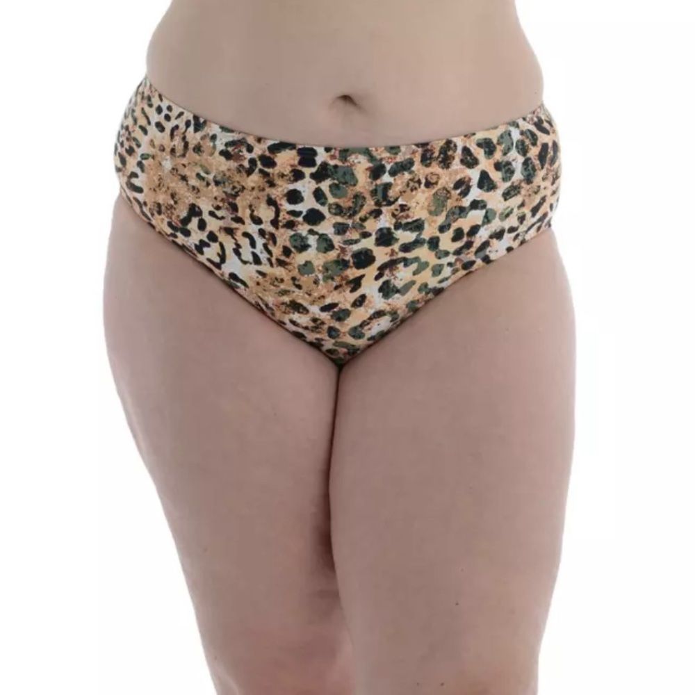 Mynah Womens Cheetah Hipster Bikini Swimsuit Bottom Plus Size 18W